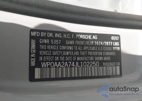 2018 Porsche Panamera 4 from USA, damaged, VIN WP0AA2A74JL102250